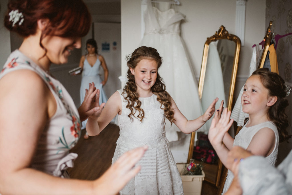 Family members giving each other high fives