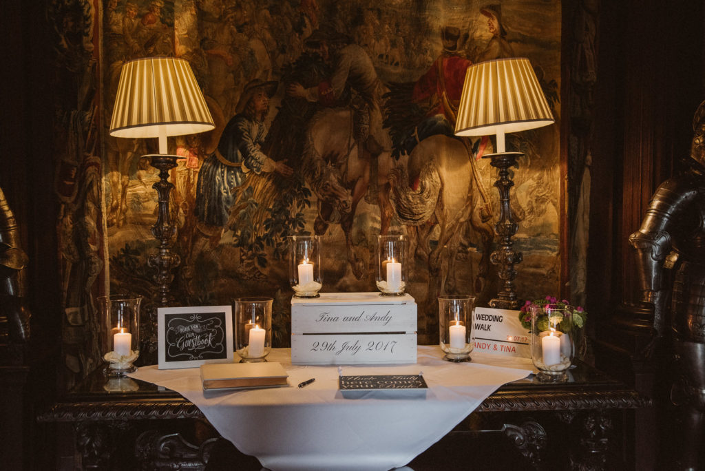 the gift table at a Berkshire wedding