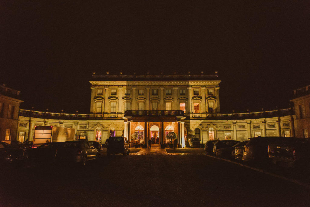 the front of Cliveden House at night